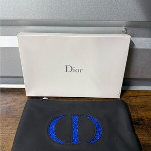 Dior BLUE GLITTER LOGO COSMETIC Makeup Evening BAG Trousse pouch Issued